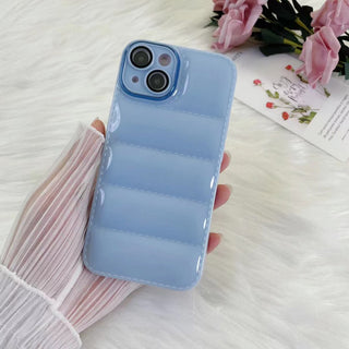 Auramma Collections Avant Basic Plain Pastel Color Blue Purple White Pink Mint Green Glossy Candy Jello Style Puffer Jacket Soft TPU Case iPhone 14 13 12 11 Pro Max Plus X XS XR 7 8