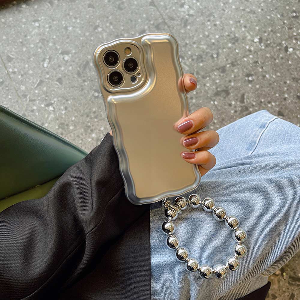 Pearl Bracelet Cute DIY Sticker Laser Phone case For Samsung Galaxy Z Flip  3 Bead Hand Chain Z Flip 4 Cover