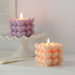 Auramma Collections Avant Basic Popular Modern Pastel Color Purple Blue Pink Yellow White Green Nude Heart Rubik Rubix Cube Scented Candle