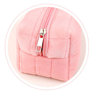 Auramma Collections Avant Basic Puffy Soft White Pink Blue Pillow Pen Brush Makeup Travel Bag Organizer