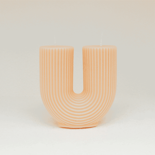 Auramma Collections Avant Basic Simple U Shaped Stripe Finish Danish Pastel Champagne Color Orange Scented Candle