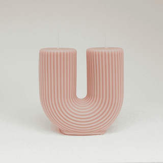 Auramma Collections Avant Basic Simple U Shaped Stripe Finish Danish Pastel Dusty Pink Color Cinnamon Peach Scented Candle