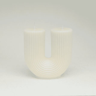 Auramma Collections Avant Basic Simple U Shaped Stripe Finish Danish Pastel White Color White Rose Scented Candle