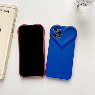 Auramma Collections Matte Plain Caramel Red Pink Blue Soft Heart Shaped TPU Case for iPhone 13 12 11 Pro Max Mini X XS XR 7 8 Plus