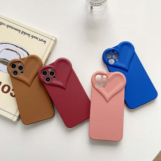 Auramma Collections Matte Plain Caramel Red Pink Blue Soft Heart Shaped TPU Case for iPhone 13 12 11 Pro Max Mini X XS XR 7 8 Plus