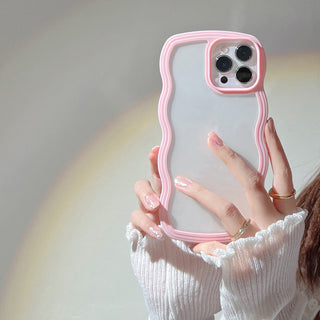 Auramma Collections Clear Colorful Wavy Bumper Pink Purple Cream Yellow Blue White Black TPU Case iPhone 15 14 13 12 11 Pro Max Plus