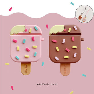 Auramma Collections Cute 3D Pink Strawberry Chocolate Ice Cream Bar Silicone Case for AirPods