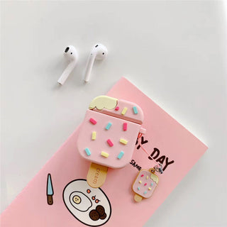 Auramma Collections Cute 3D Pink Strawberry Chocolate Ice Cream Bar Silicone Case for AirPods