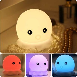Auramma Collections Cute Portable Soft 3D Octopus Tap Night Light 7 Changing Colors 
