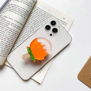 Auramma Collections Cute Resin Fruit Pineapple Yellow Pink Peach Red Strawberry Orange Popsicle Pull Out Phone Grip