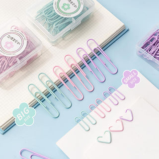 Auramma Collections Cute Dreamy Pastel Green Purple Pink Big Small Paperclips