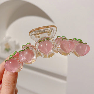 Auramma Collections Cute Juicy Summer Clear Pink Peaches Large Medium Small Hair Claw