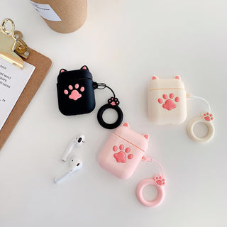 Auramma Collections Cute Creative Pink Cat Paw Black Pink White Silicone Cases For AirPods 1 2 Pro