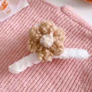 Auramma Collections Cozy Soft Wool Cute Big Flower Hair Claw
