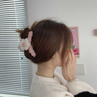 Auramma Collections Cozy Soft Wool Cute Big Flower Hair Claw