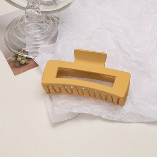 Auramma Collections Elegant Matte Yellow Pink Coffee Green Purple Beige White Blue Hollow Rectangle Box Hair Claw Clip