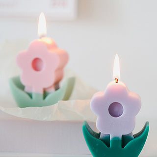 Auramma Collections Funky Kawaii Bicolor Pink Yellow Red Orange White Purple Flower Scented Candle
