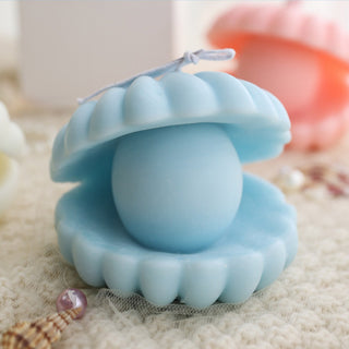 Auramma Collections Funky Kawaii Blue White Pink Green Yellow Pearl Oyster Seashell Scented Candle