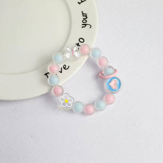 Auramma Collections Funky Kawaii Solid Frosted Color Pink Red Green Yellow Purple Blue White Heart Flower Star Paw Strawberry Tree Phone Bracelet Charm