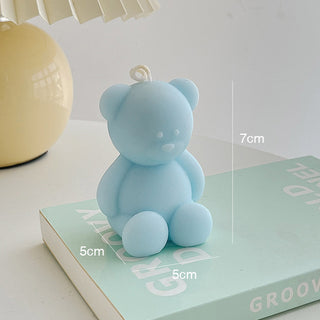 Auramma Collections Funky Kawaii Pastel Matcha Green Yellow Baby Pink Blue White Purple Teddy Bear Handmade Aromatherapy Scented Soy Wax Candle