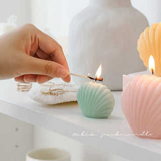 Auramma Collections Funky Kawaii Pastel Color Purple Pink Green Blue Yellow Mini Seashell Scented Candle