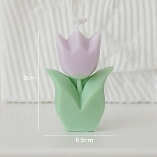 Auramma Collections Funky Kawaii Pastel Color Purple Pink Yellow Green Tulip Flower Scented Candle