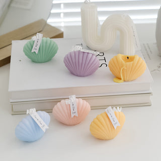 Auramma Collections Funky Kawaii Pastel Color Purple Pink Green Blue Yellow White Seashell Scented Candle