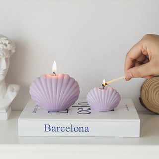 Auramma Collections Funky Kawaii Pastel Color Purple Pink Green Blue Yellow White Seashell Scented Candle