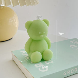 Auramma Collections Funky Kawaii Pastel Matcha Green Yellow Baby Pink Blue White Purple Teddy Bear Handmade Aromatherapy Scented Soy Wax Candle