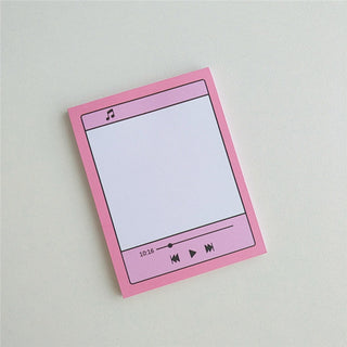 Auramma Collections Funky Kawaii Pink Frame Social Media Blog Music Screen Non Sticky Memo Note Pad Set