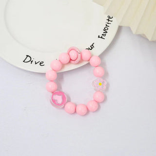 Auramma Collections Funky Kawaii Solid Frosted Color Pink Red Green Yellow Purple Blue White Heart Flower Star Paw Strawberry Tree Phone Bracelet Charm