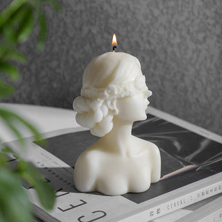 Auramma Collections Funky Kawaii White Elegant Blindfolded Lady Girl Chamomile Scented Candle
