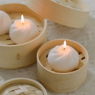 Auramma Collections Funky Kawaii Xiaolongbao Bun Shaped Aromatherapy Scented Candle Steamer Cage