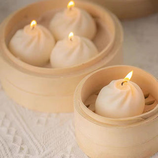 Auramma Collections Funky Kawaii Xiaolongbao Bun Shaped Aromatherapy Scented Candle Steamer Cage