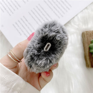 Auramma Collections Furry Cozy Black  Bunny Rabbit Ears Plush AirPods Case