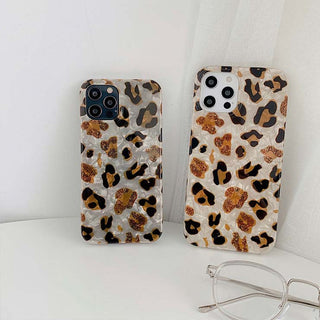 Auramma Collections Soft TPU Case Glitter Leopard Print for iPhone 13 12 11 Pro Max Mini X XS XR 7 8 Plus