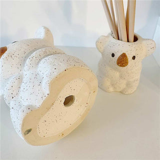 Auramma Collections Cute Ceramic Freckles Glossy Koala Baby Mama Design Practical Home Decor Pen Brush Holder Indoor Planter Vase