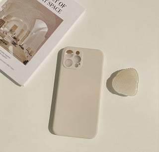 Auramma Collections Matte Light Cream TPU Case with a Matching Color Seashell Shaped Pull Out Grip for iPhone 13 12 11 Pro Max Mini X XS XR 7 8 Plus