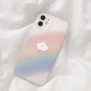 Auramma Collections Matte Opaque Soft TPU Case Printed Misty Rainbow Smiley Cloud for iPhone 14 13 12 11 Pro Max Mini X XS XR 7 8 Plus