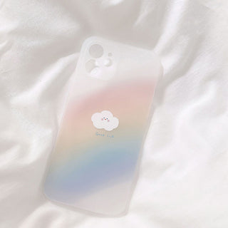 Auramma Collections Matte Opaque Soft TPU Case Printed Misty Rainbow Smiley Cloud for iPhone 14 13 12 11 Pro Max Mini X XS XR 7 8 Plus