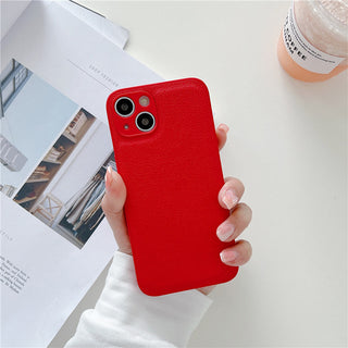 Auramma Collections Matte Plain Leather TPU camera protection iPhone Case Blue Pink White Purple Red Yellow Black Khaki iPhone 14 13 12 11 Pro Max Plus