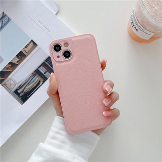 Auramma Collections Matte Plain Leather TPU camera protection iPhone Case Blue Pink White Purple Red Yellow Black Khaki iPhone 14 13 12 11 Pro Max Plus