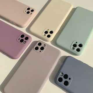Auramma Collections Matte Plain Pastel Pink White Green Grey Blue Purple TPU Case iPhone 14 13 12 11 Pro Max Plus