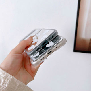 Auramma Collections Mirror Finish White Hearts Soft TPU Case Samsung Galaxy Z Flip 3 4