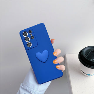 Auramma Collections Plain Matte Blue Brown Heart Soft TPU Case Samsung Galaxy S21 S20 Ultra Plus Note20 A52 A02