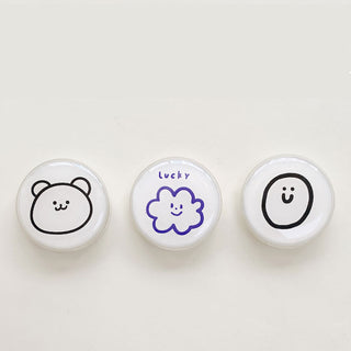 Auramma Collections Cute Round Resin Line Drawing Bear Cloud Smiley Face Pull Out Phone Grip