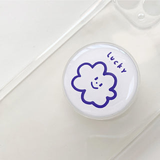 Auramma Collections Cute Round Resin Line Drawing Bear Cloud Smiley Face Pull Out Phone Grip