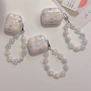 Auramma Collections Semi Clear Seashell Pattern Colorful Tiny Flowers Opaque Charm Soft TPU Case AirPods 1 2 3 Pro