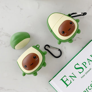 Auramma Collections Soft Silicone 3D Cute Cartoon Smiling Avocado Keyring AirPods 1 2 Case