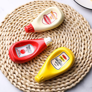 Auramma Collections Squeezed Ketchup Mustard Mayo Bottle Design Condiment Dip Trays
